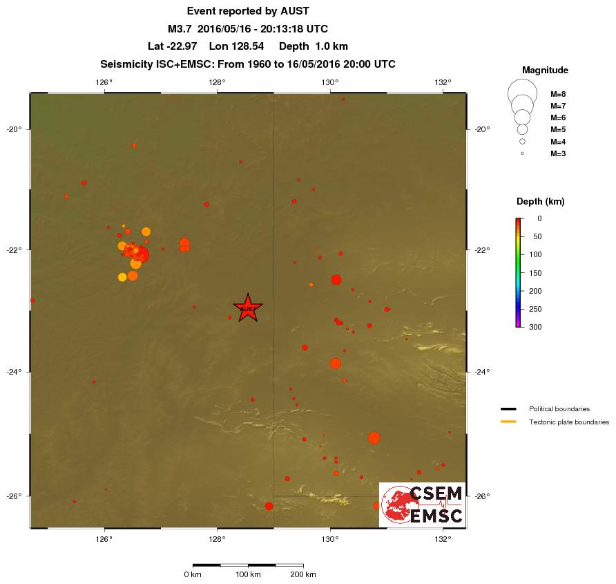 regional depth historical seismicity