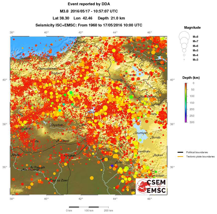 regional depth historical seismicity