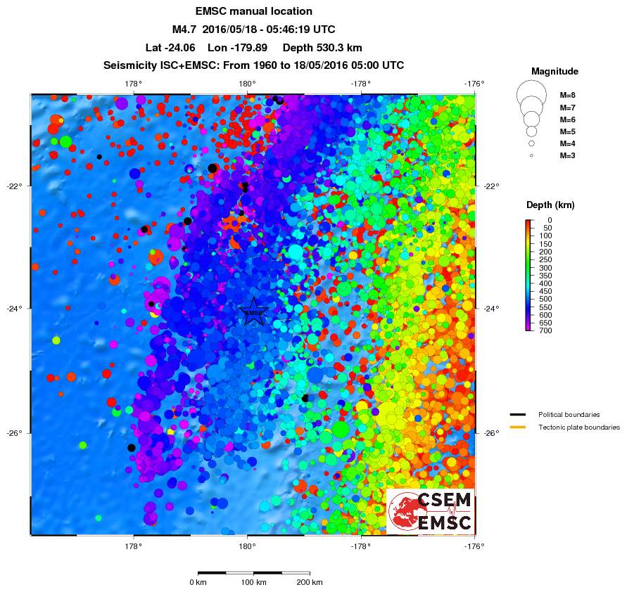 regional depth historical seismicity