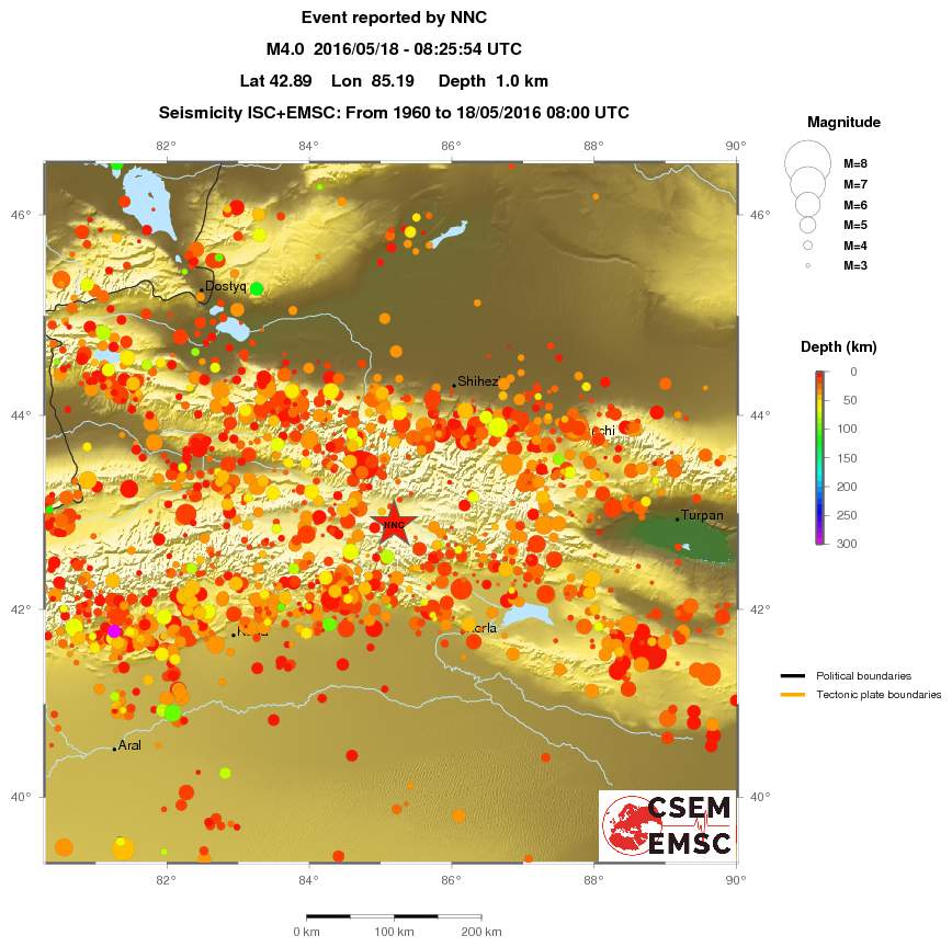 regional depth historical seismicity