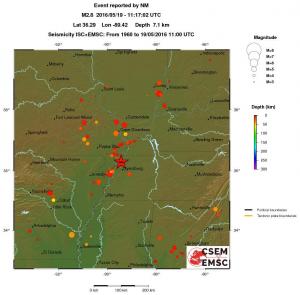 regional depth historical seismicity