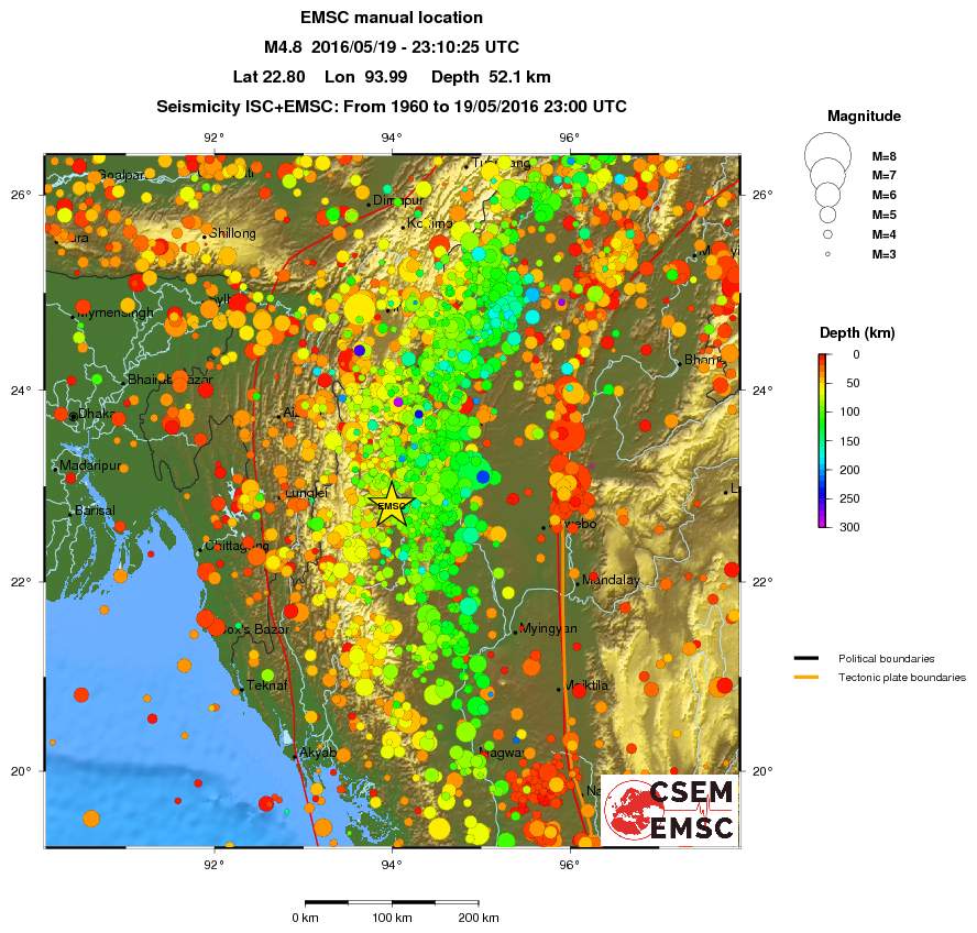 regional depth historical seismicity