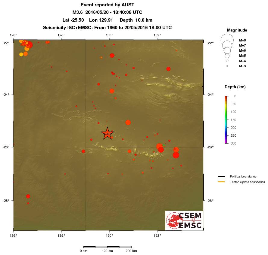 regional depth historical seismicity