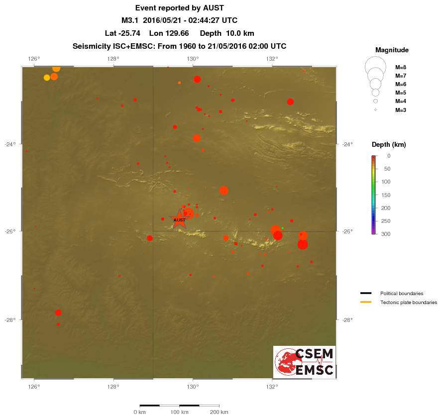regional depth historical seismicity