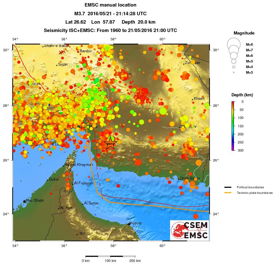 regional depth historical seismicity