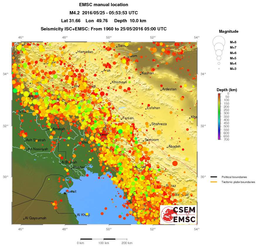 regional depth historical seismicity