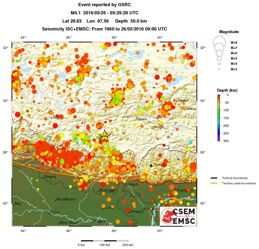 regional depth historical seismicity