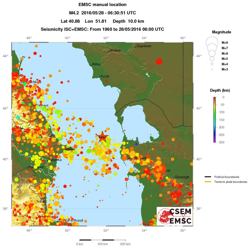 regional depth historical seismicity
