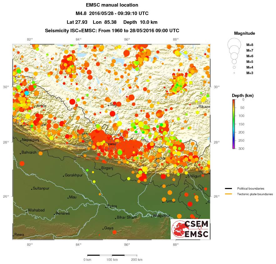 regional depth historical seismicity