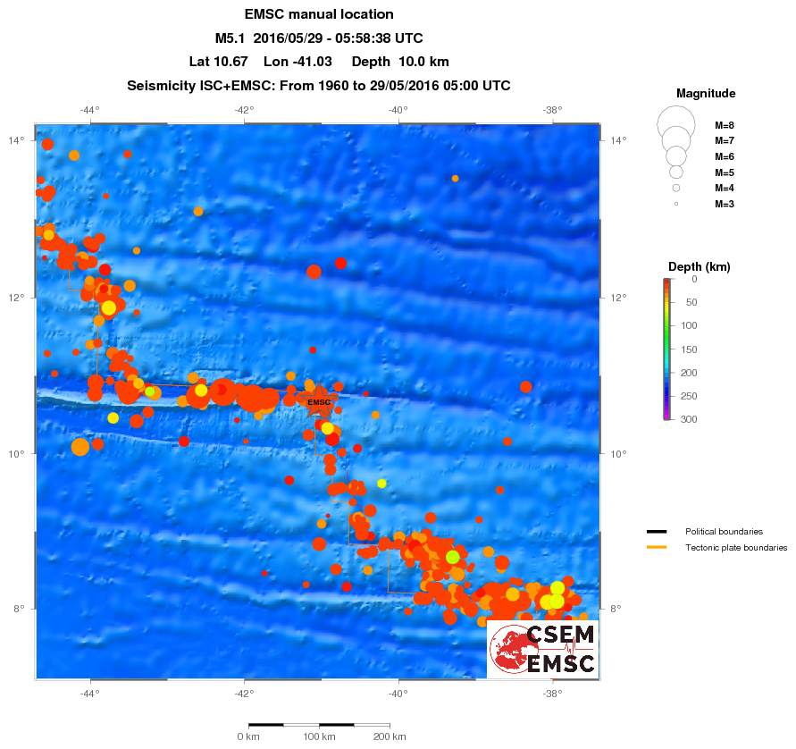regional depth historical seismicity