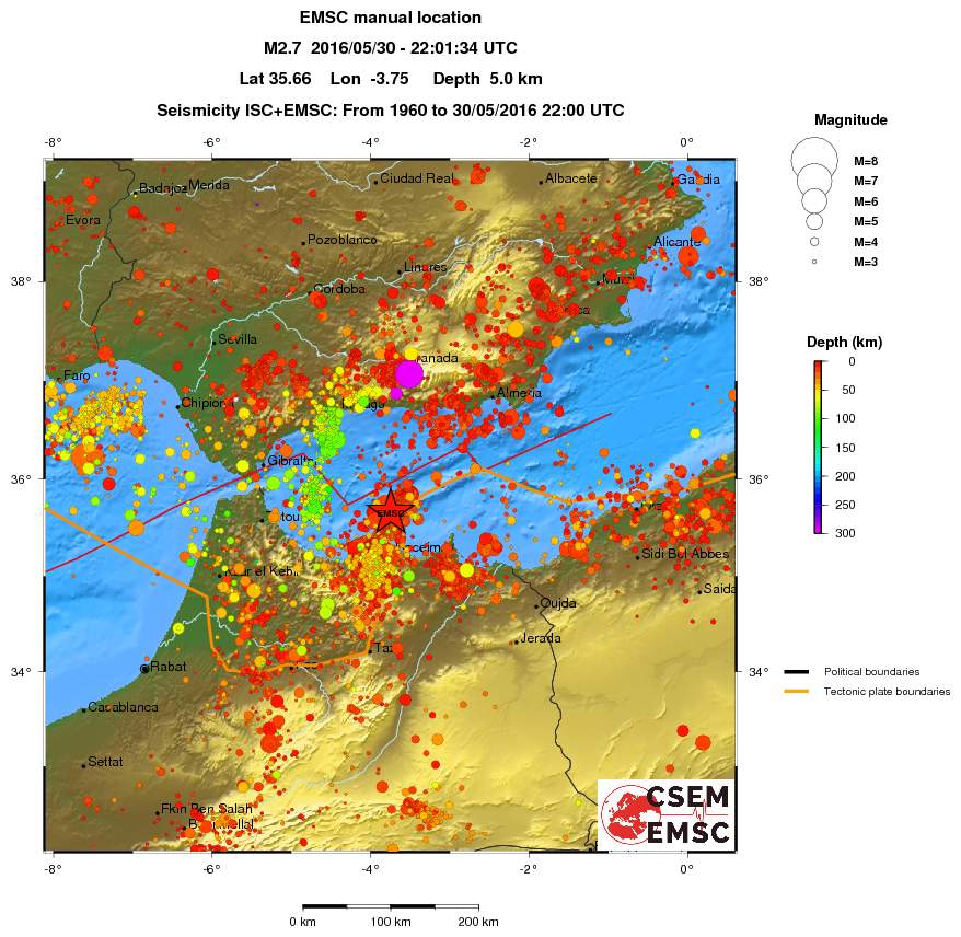 regional depth historical seismicity