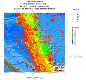 regional depth historical seismicity