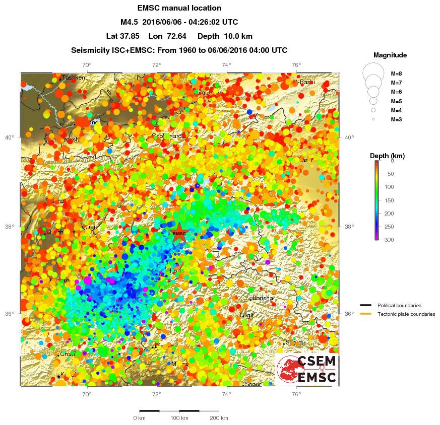 regional depth historical seismicity