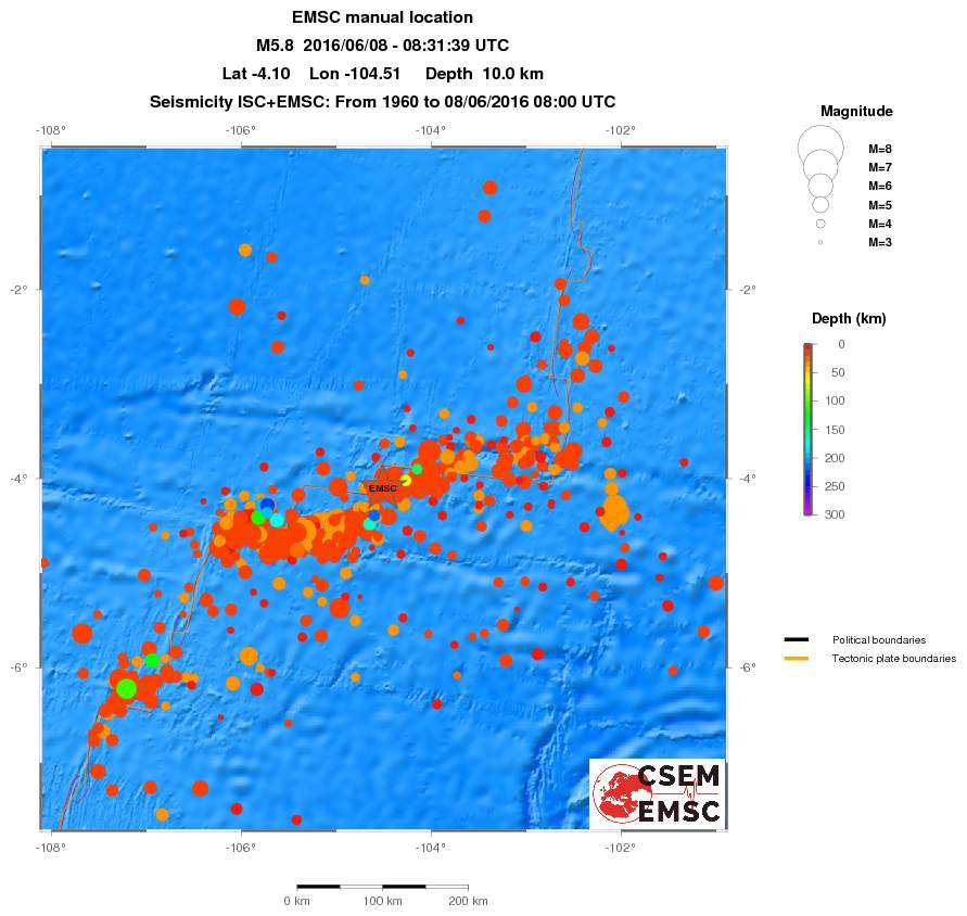 regional depth historical seismicity