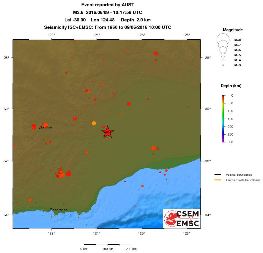 regional depth historical seismicity