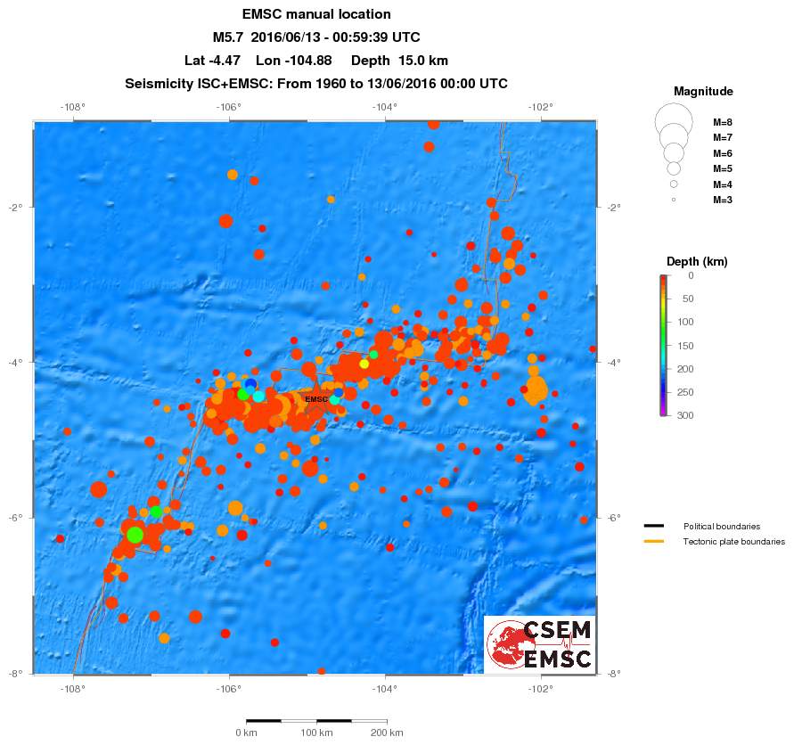 regional depth historical seismicity