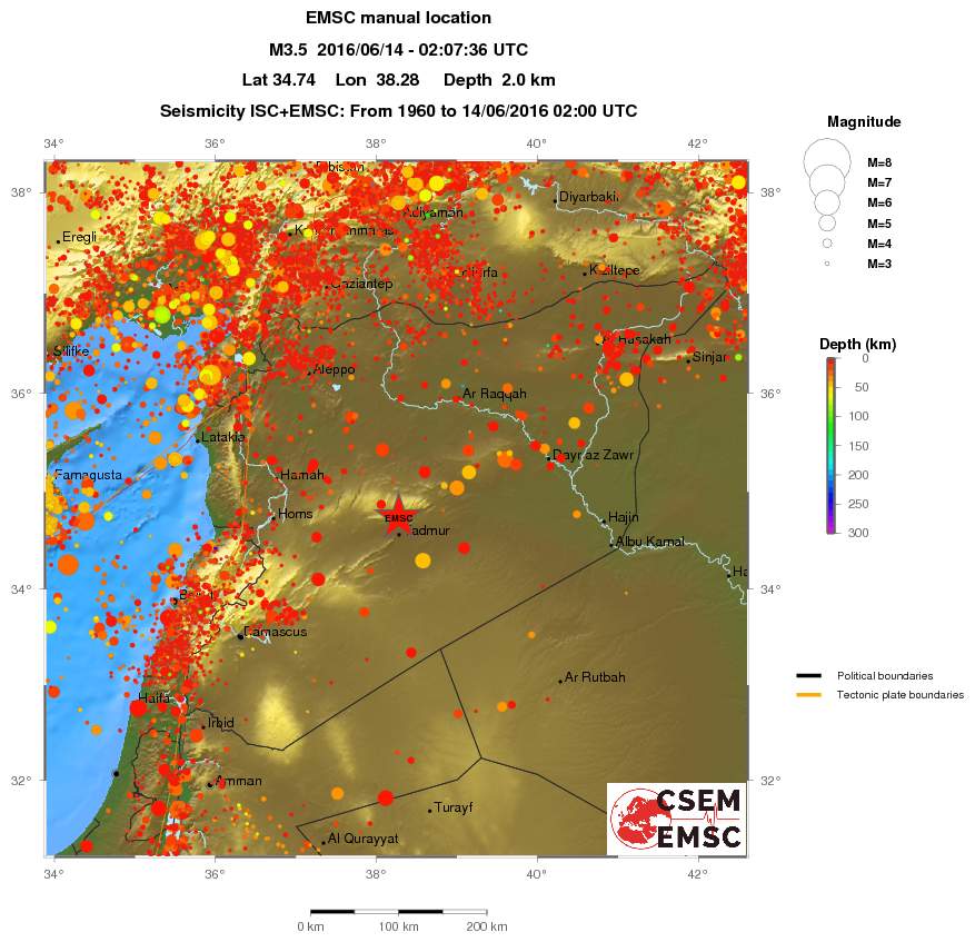 regional depth historical seismicity