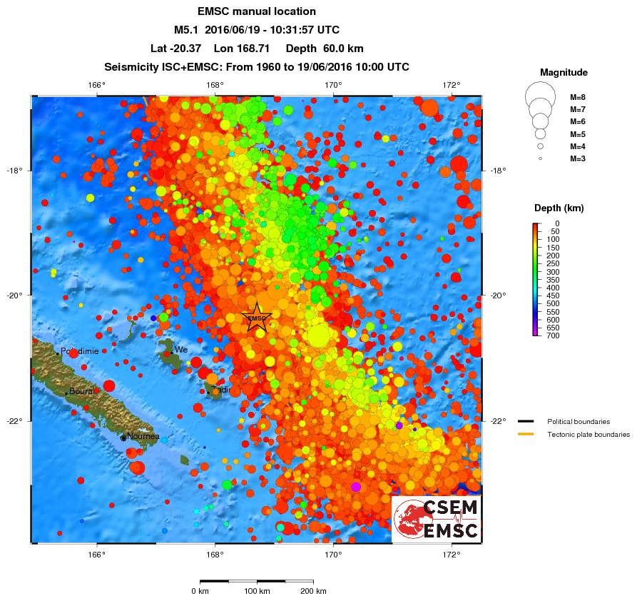 regional depth historical seismicity