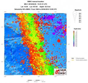 regional depth historical seismicity