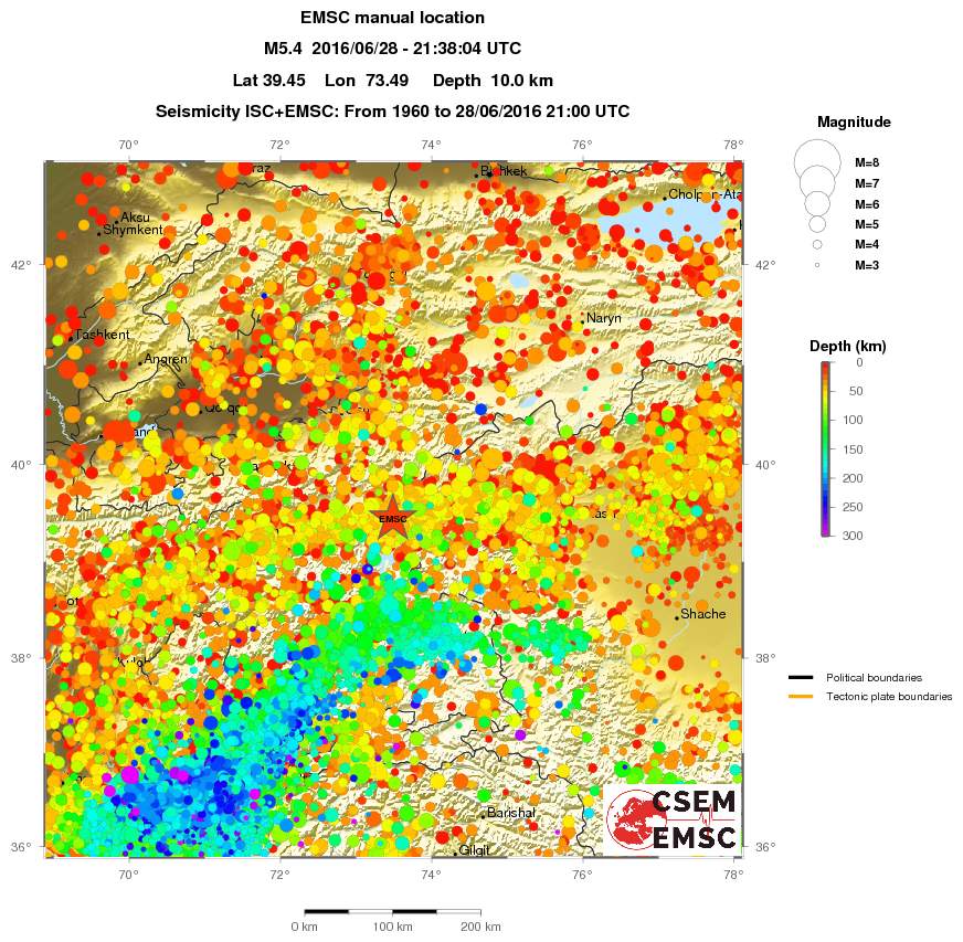 regional depth historical seismicity