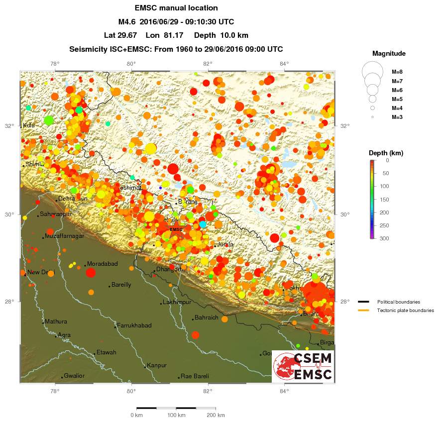 regional depth historical seismicity