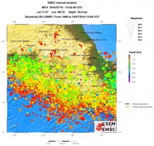 regional depth historical seismicity