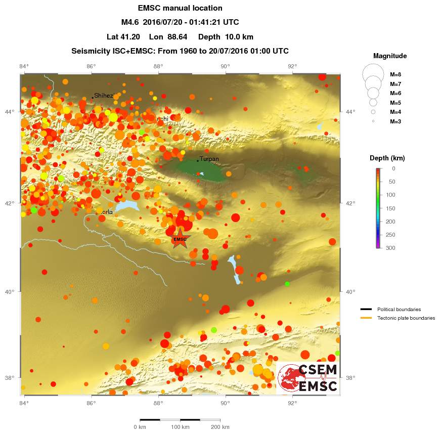 regional depth historical seismicity