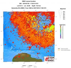 regional depth historical seismicity