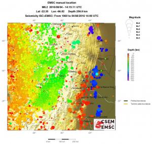 regional depth historical seismicity
