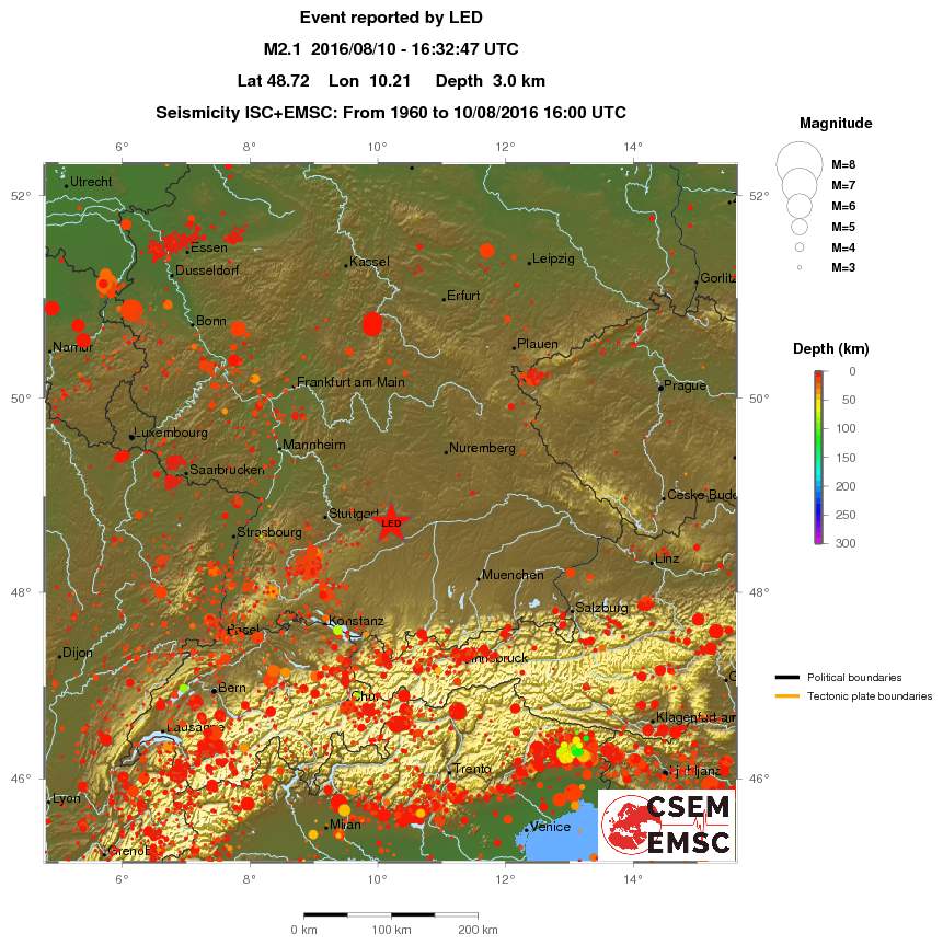 regional depth historical seismicity
