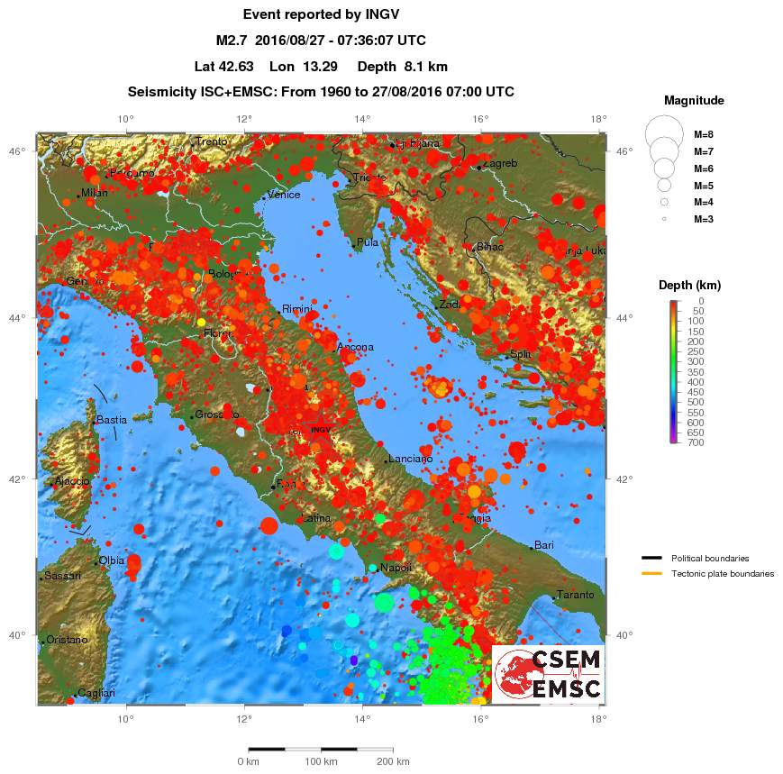 regional depth historical seismicity
