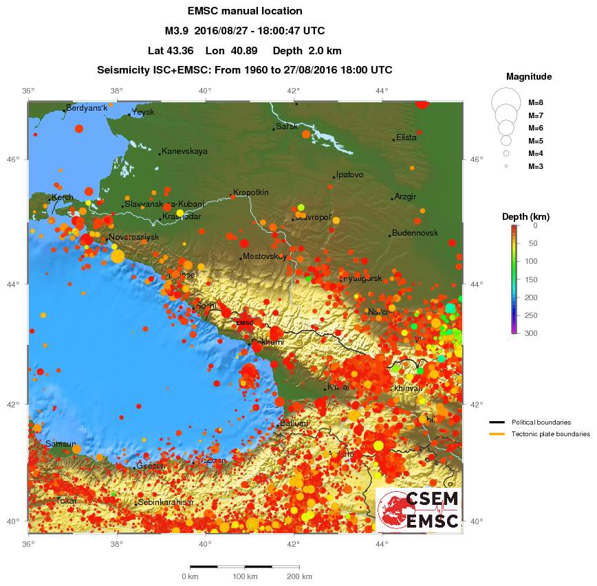 regional depth historical seismicity