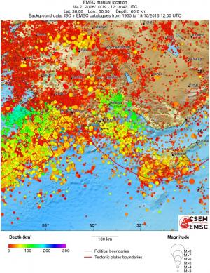 regional depth historical seismicity