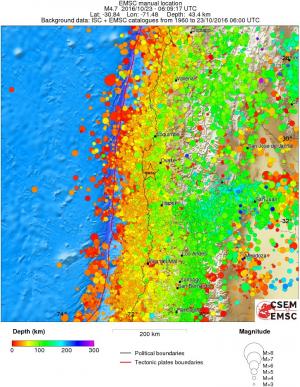 regional depth historical seismicity