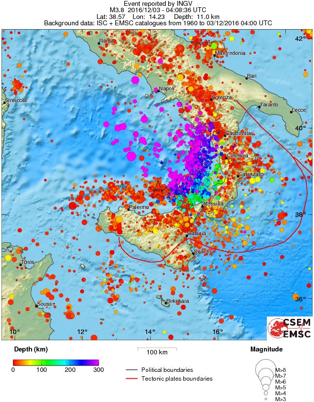 regional depth historical seismicity