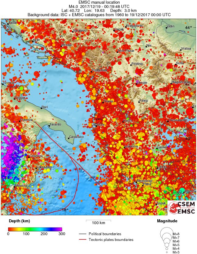 regional depth historical seismicity