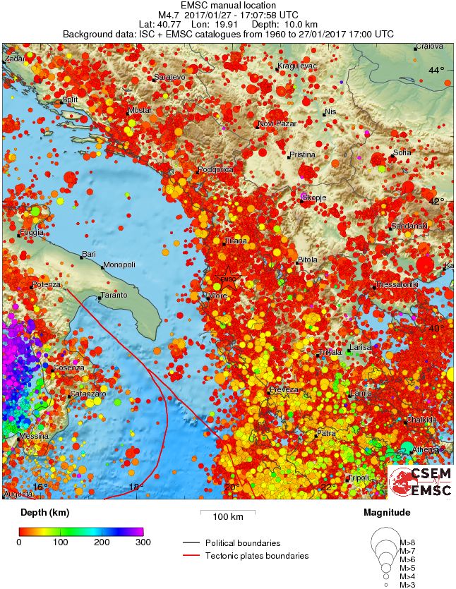 regional depth historical seismicity