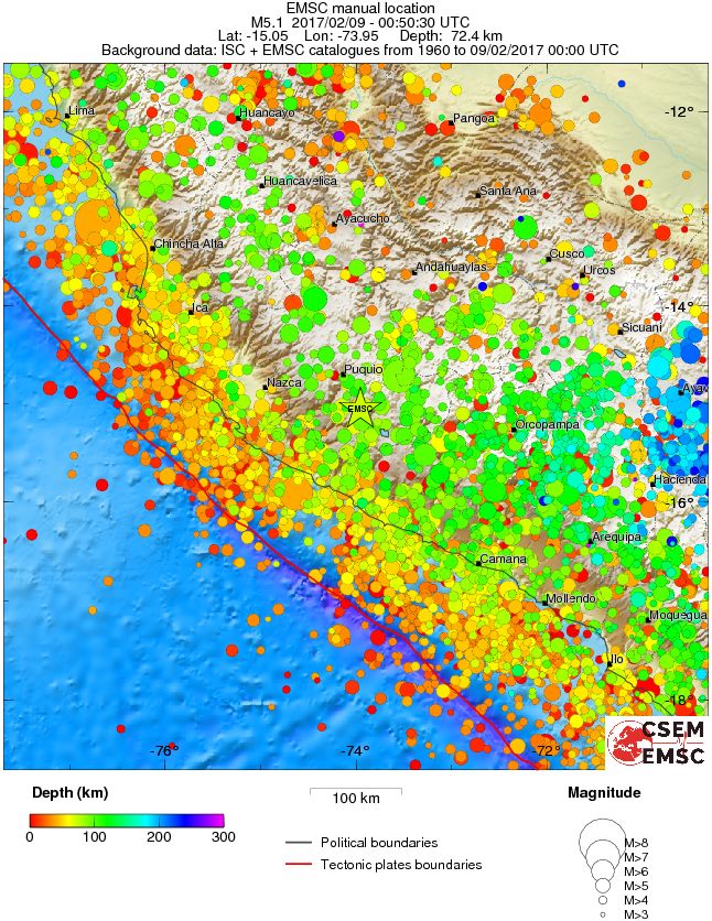 regional depth historical seismicity