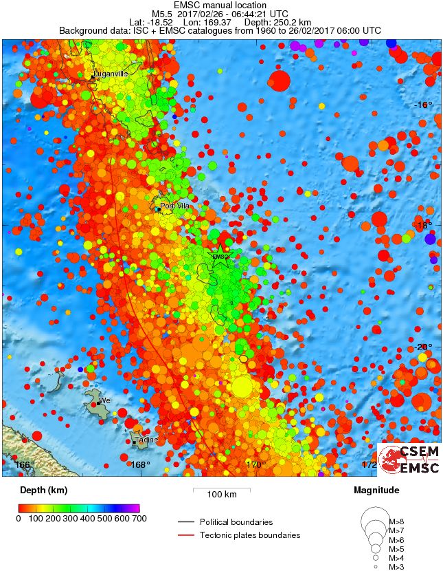 regional depth historical seismicity