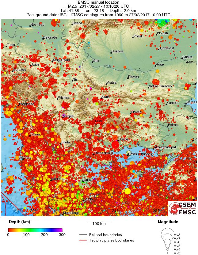 regional depth historical seismicity