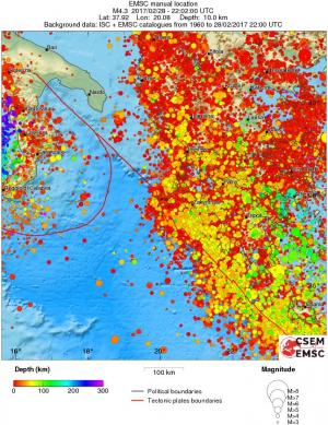 regional depth historical seismicity