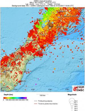 regional depth historical seismicity