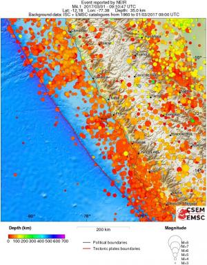 regional depth historical seismicity