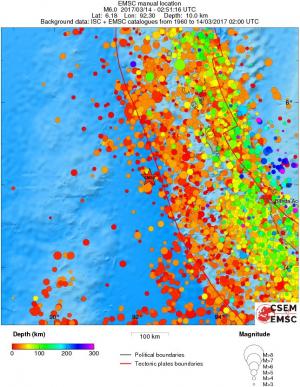 regional depth historical seismicity