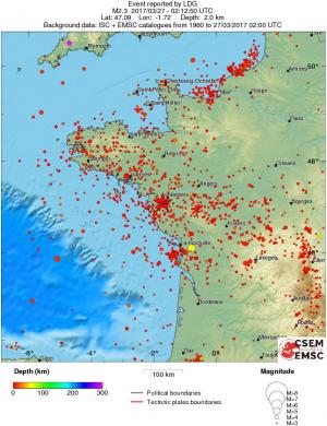 regional depth historical seismicity