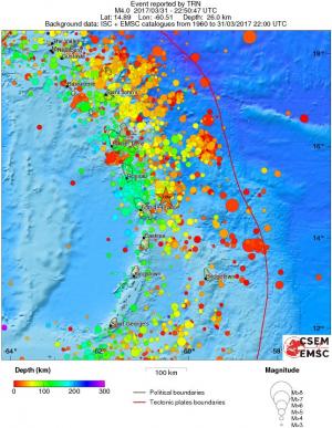 regional depth historical seismicity