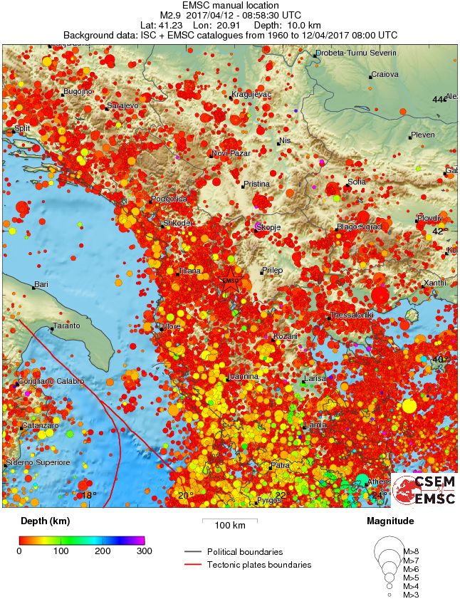 regional depth historical seismicity