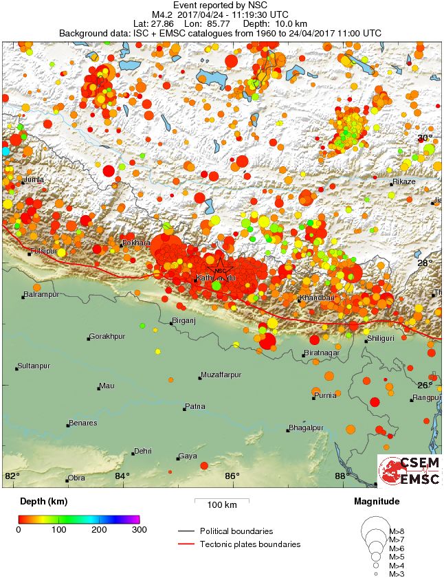 regional depth historical seismicity