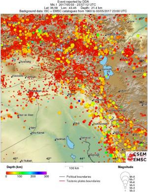 regional depth historical seismicity