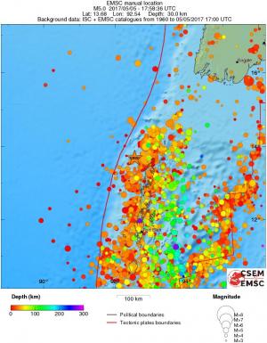 regional depth historical seismicity